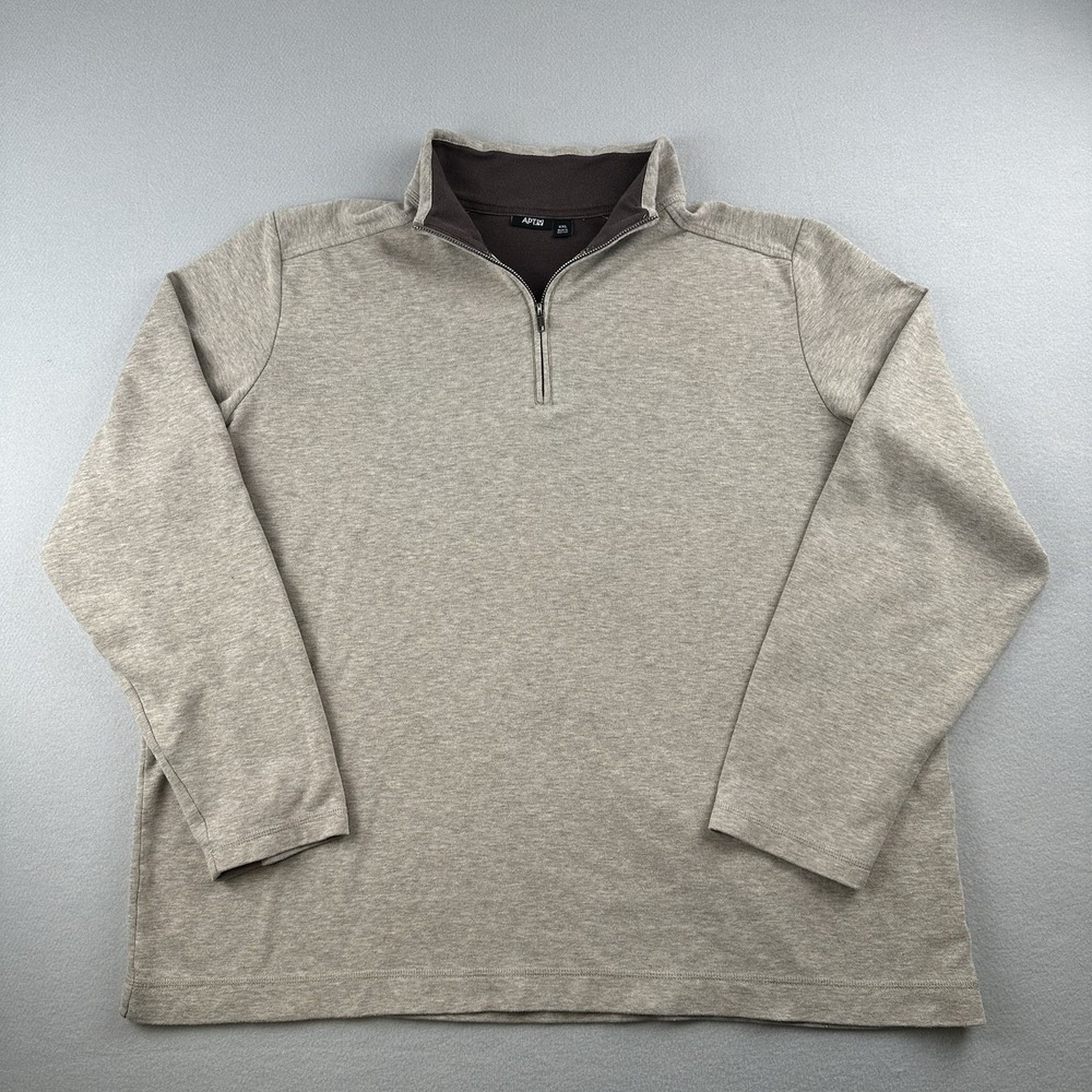 Apt. 9 Men's Tan/Brown 1/4 Zip Sweater Long Sleeve 96%‎ Cotton Size XXL